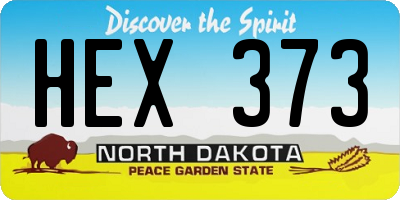 ND license plate HEX373