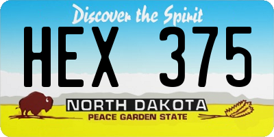 ND license plate HEX375