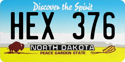 ND license plate HEX376