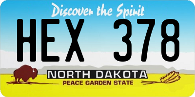 ND license plate HEX378