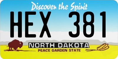 ND license plate HEX381