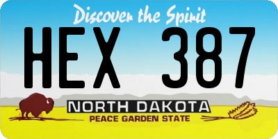 ND license plate HEX387