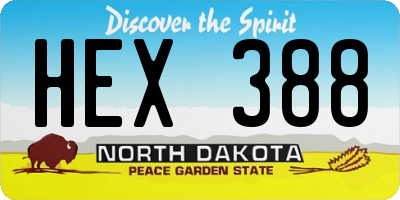ND license plate HEX388