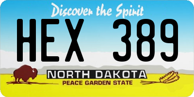 ND license plate HEX389