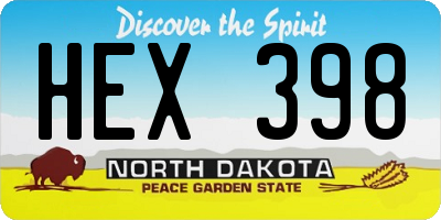 ND license plate HEX398