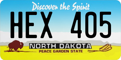 ND license plate HEX405