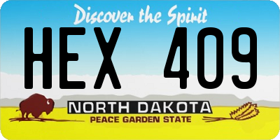 ND license plate HEX409