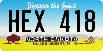 ND license plate HEX418