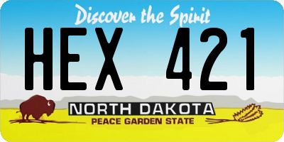 ND license plate HEX421