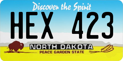 ND license plate HEX423