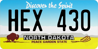 ND license plate HEX430
