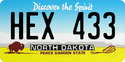ND license plate HEX433