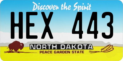 ND license plate HEX443