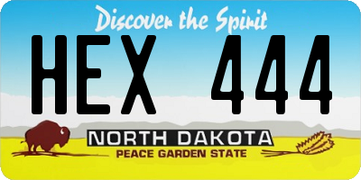 ND license plate HEX444