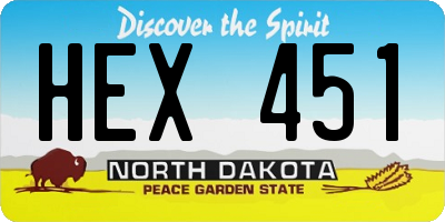 ND license plate HEX451