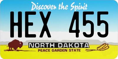 ND license plate HEX455