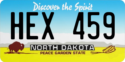 ND license plate HEX459