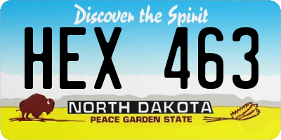 ND license plate HEX463