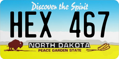 ND license plate HEX467