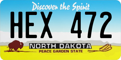 ND license plate HEX472