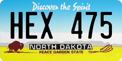 ND license plate HEX475