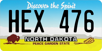 ND license plate HEX476