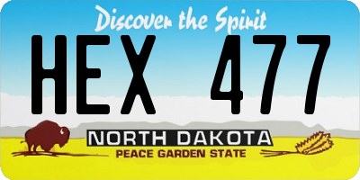 ND license plate HEX477