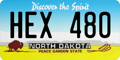 ND license plate HEX480