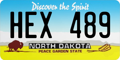 ND license plate HEX489