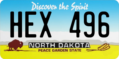 ND license plate HEX496