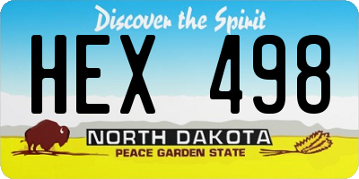 ND license plate HEX498