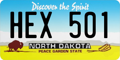 ND license plate HEX501