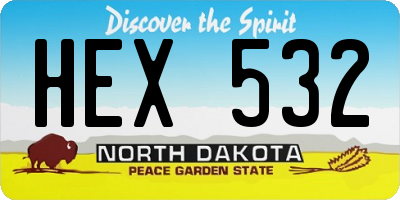 ND license plate HEX532