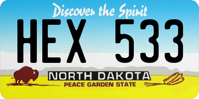 ND license plate HEX533
