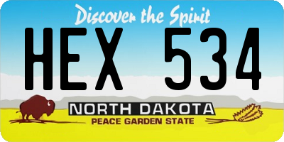 ND license plate HEX534