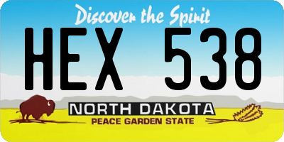 ND license plate HEX538