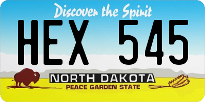 ND license plate HEX545