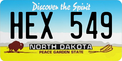 ND license plate HEX549