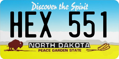 ND license plate HEX551
