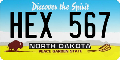 ND license plate HEX567