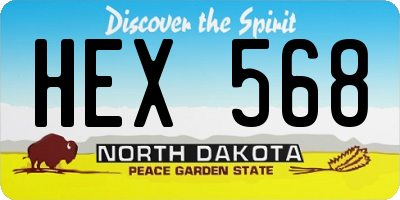 ND license plate HEX568