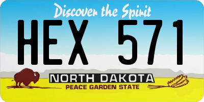 ND license plate HEX571