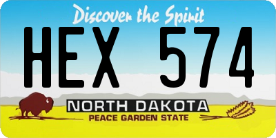 ND license plate HEX574