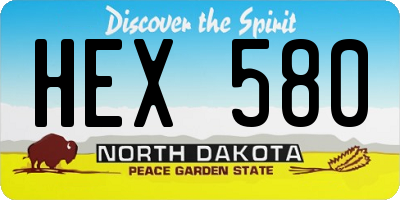 ND license plate HEX580