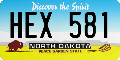 ND license plate HEX581