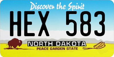 ND license plate HEX583