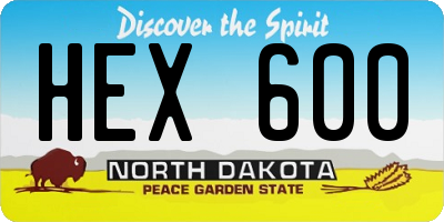 ND license plate HEX600