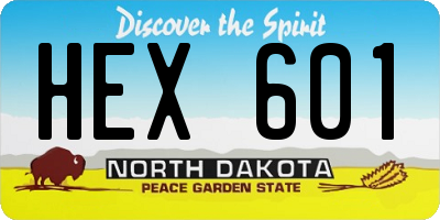 ND license plate HEX601