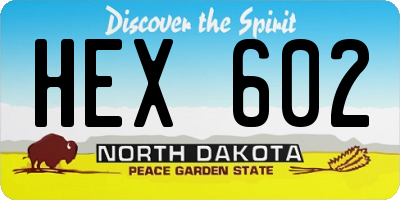 ND license plate HEX602