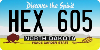 ND license plate HEX605
